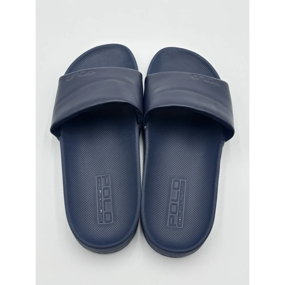 Polo Ralph Lauren Cayson Slide Sandals Navy Rubber Pool Slides Men's 10